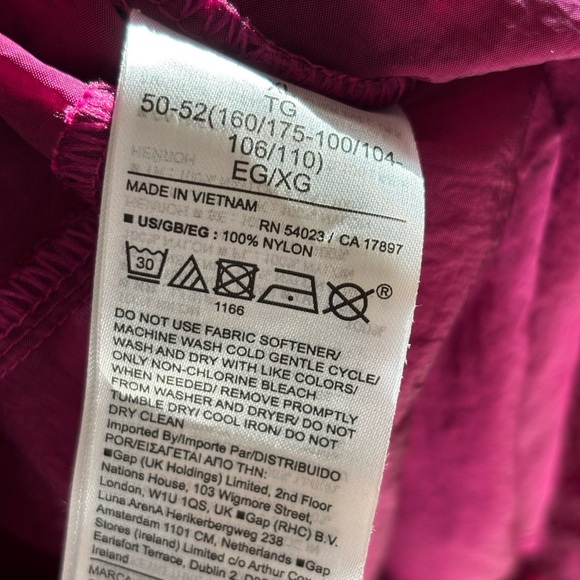 Gap Fit Fuchsia Lightweight Lustre Windbreaker High Rise Jogger Pants Size XL - Picture 6 of 6